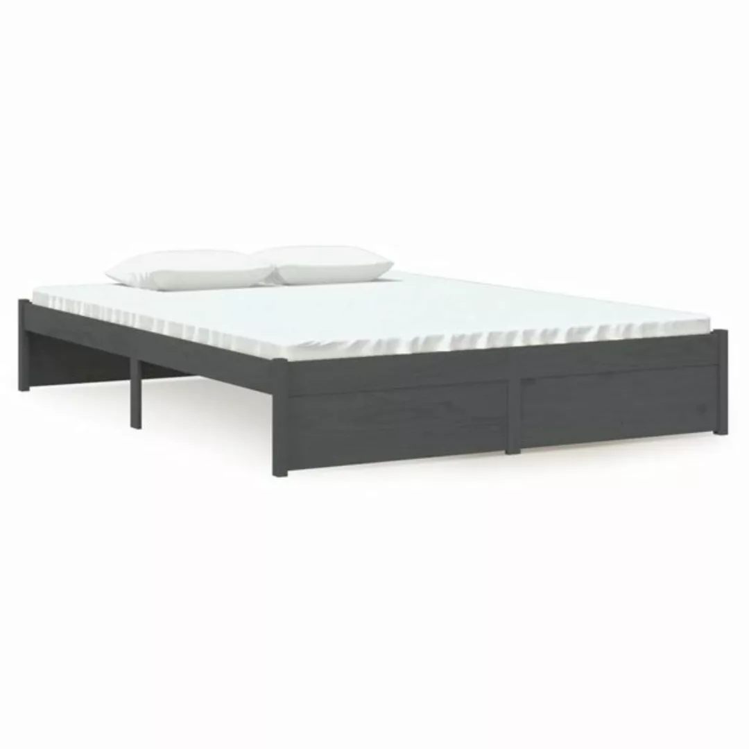 furnicato Bett Massivholzbett Grau 135x190 cm günstig online kaufen