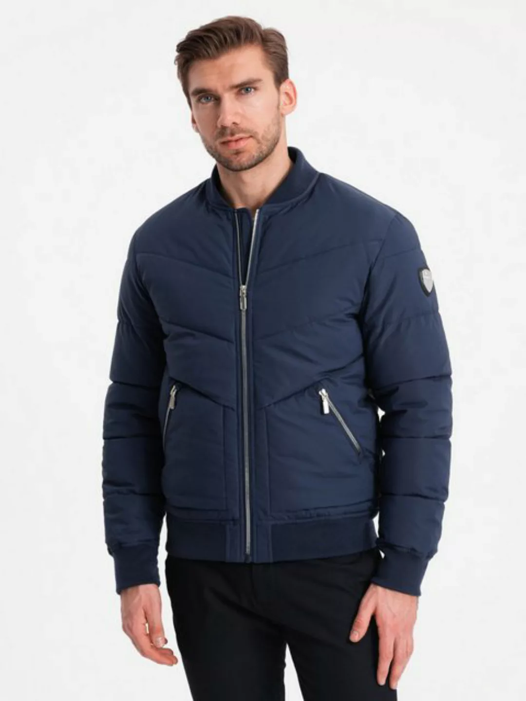 OMBRE Bomberjacke Gesteppte Herren-Bomberjacke mit Metallreißverschlüssen günstig online kaufen