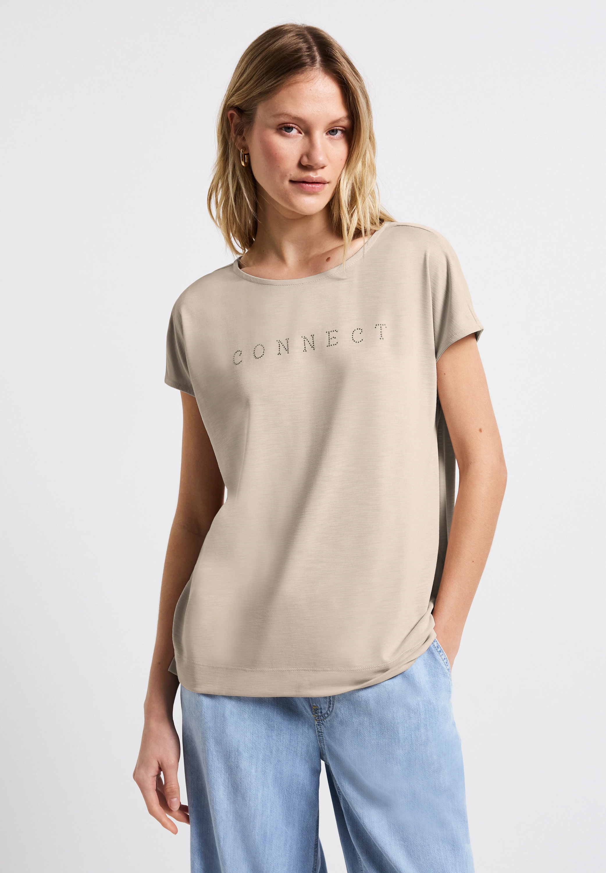 STREET ONE T-Shirt, mit Wording aus Schmucksteinen günstig online kaufen