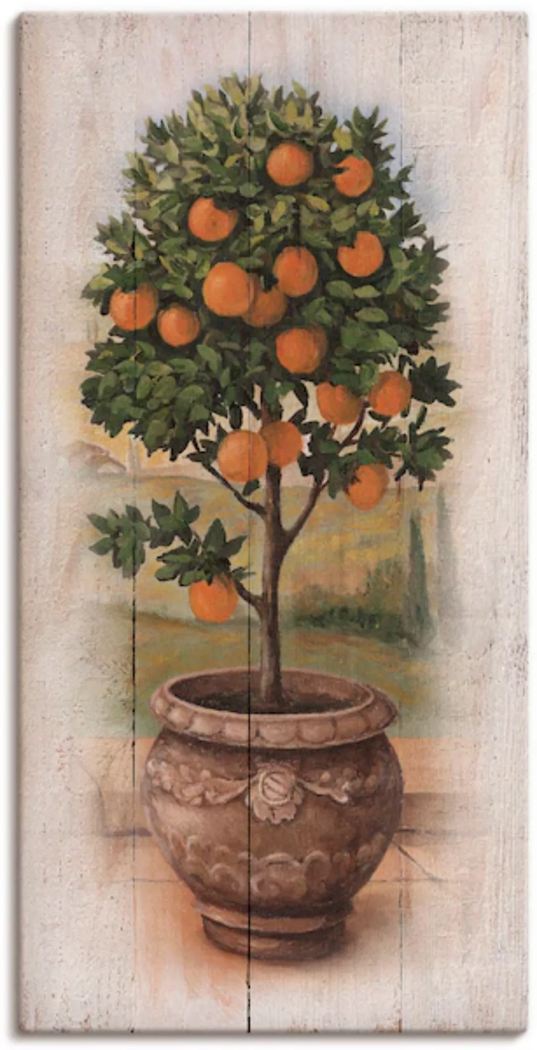 Artland Leinwandbild "Orangenbaum mit Holzoptik", Bäume, (1 St.), auf Keilr günstig online kaufen