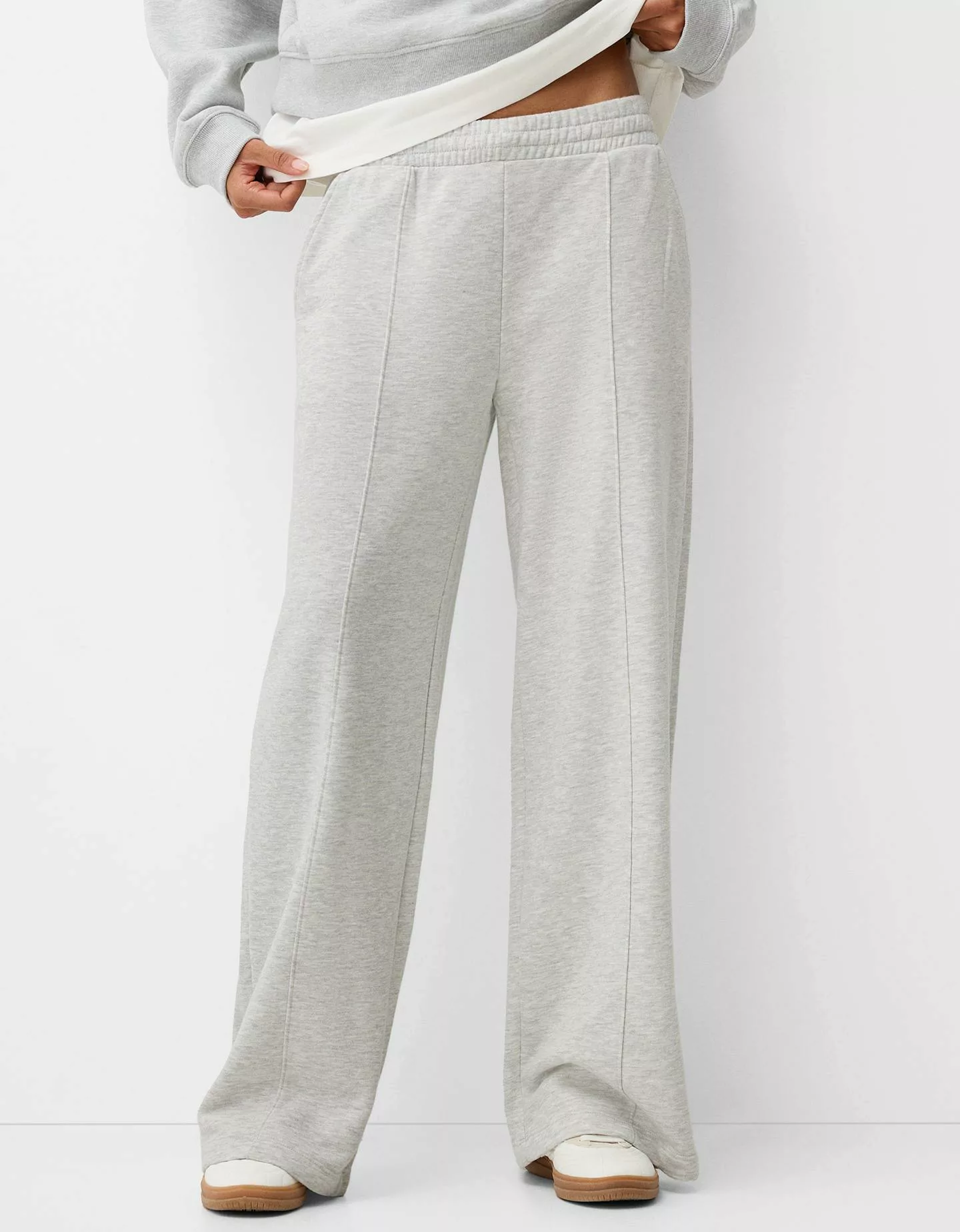 Bershka Wide Leg Hose Aus Plüsch Damen L Grau günstig online kaufen