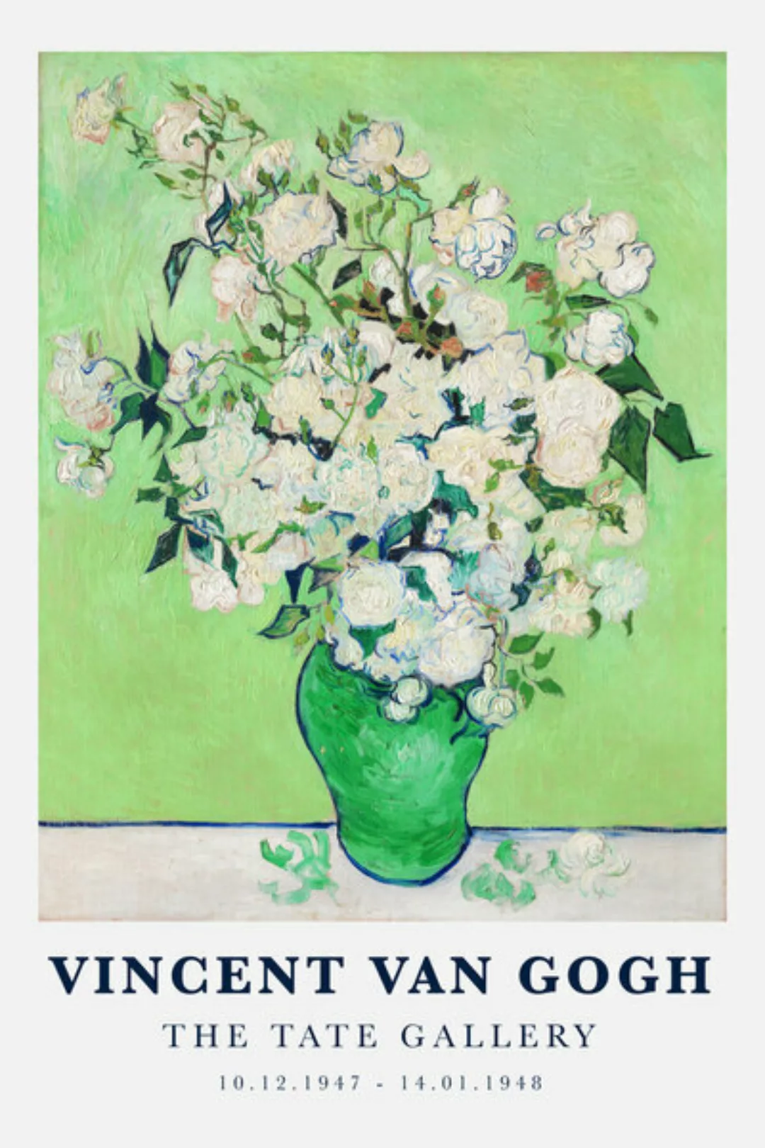 Poster / Leinwandbild - Vincent Van Gogh: Vase Mit Weißen Rosen (1890) günstig online kaufen