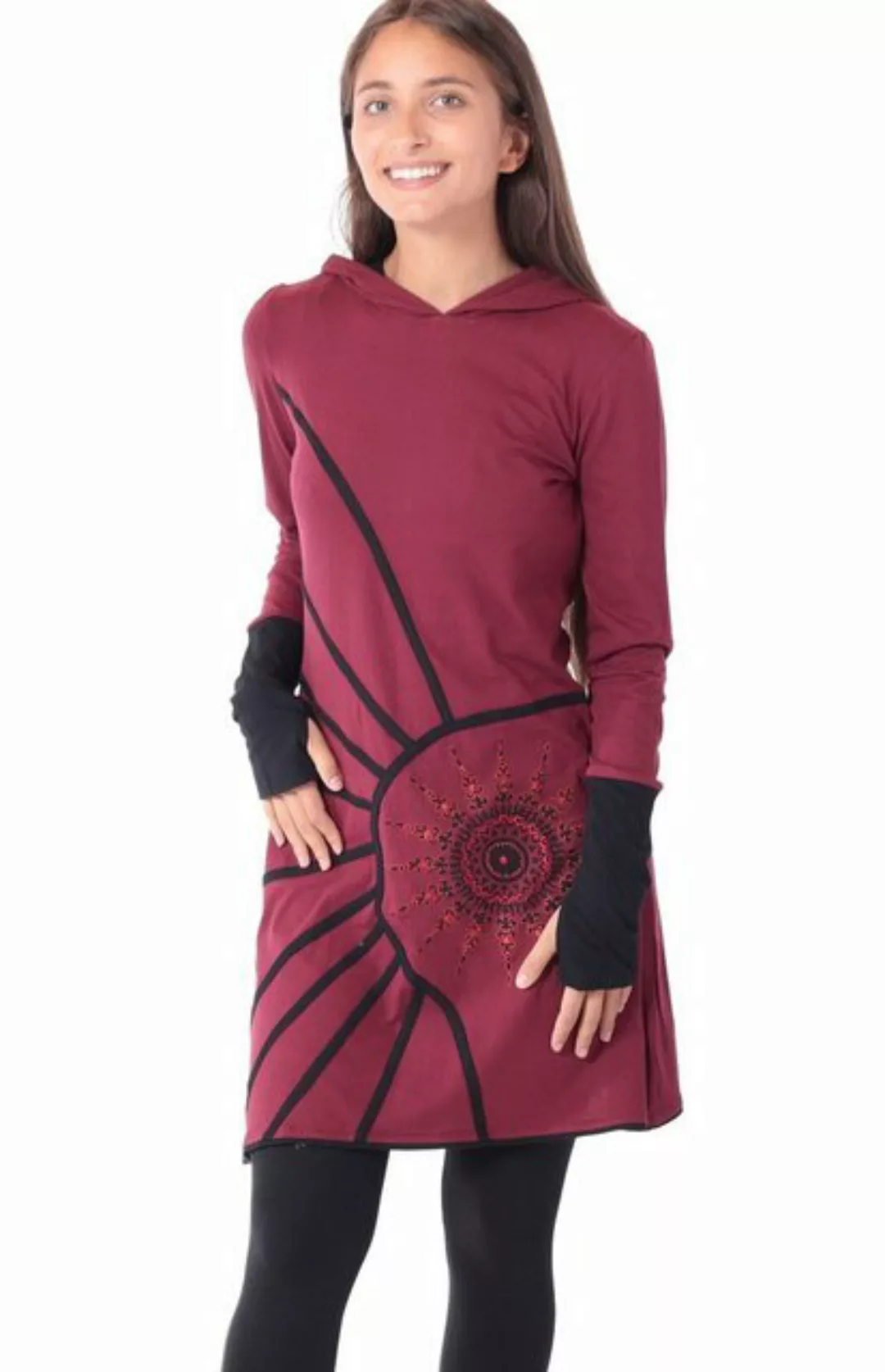 PUREWONDER Sweatkleid Langärmliges Kapuzenkleid aus Jersey Ganzjahreskleid günstig online kaufen