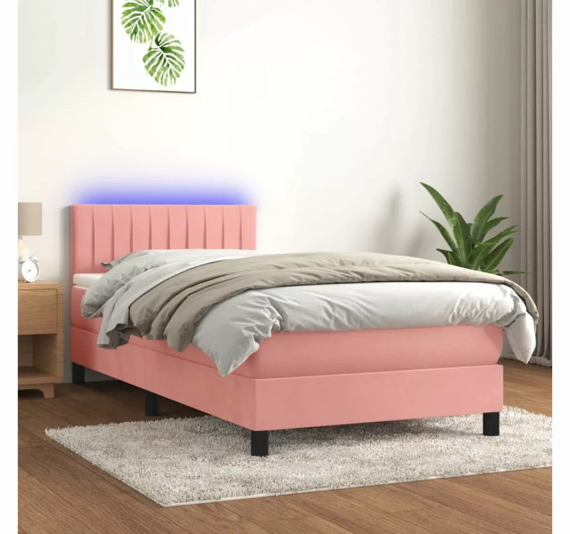 vidaXL Boxspringbett Bett Boxspringbett mit Matratze & LED Samt (90 x 190 c günstig online kaufen