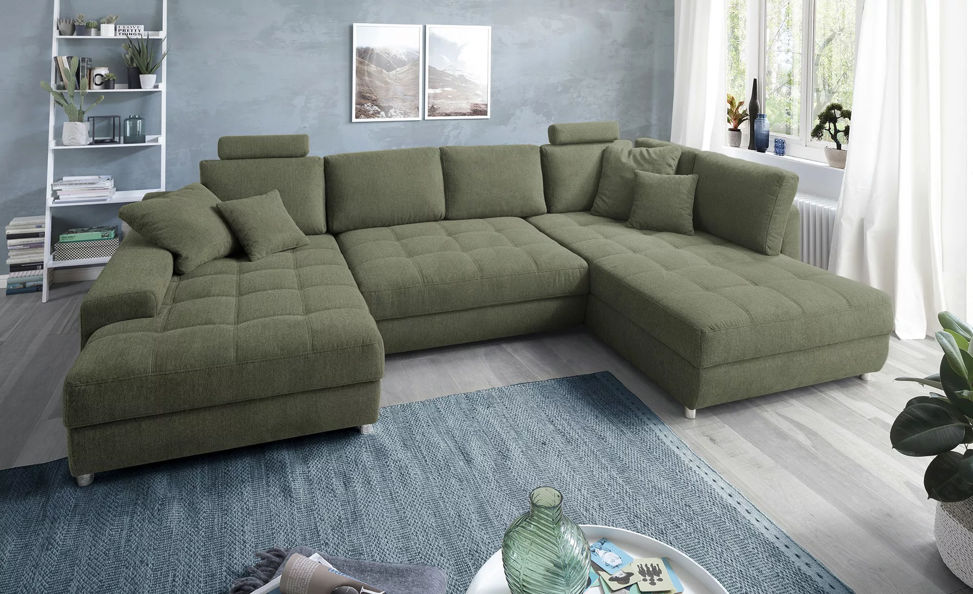 bobb Wohnlandschaft  Arissa de Luxe ¦ grün ¦ Maße (cm): B: 353 H: 84 T: 209 günstig online kaufen