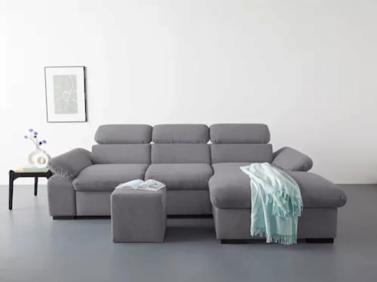 COTTA Ecksofa »Lola L-Form«, (Set, mit Hocker), mit Hocker & Kopfteilfunkti günstig online kaufen