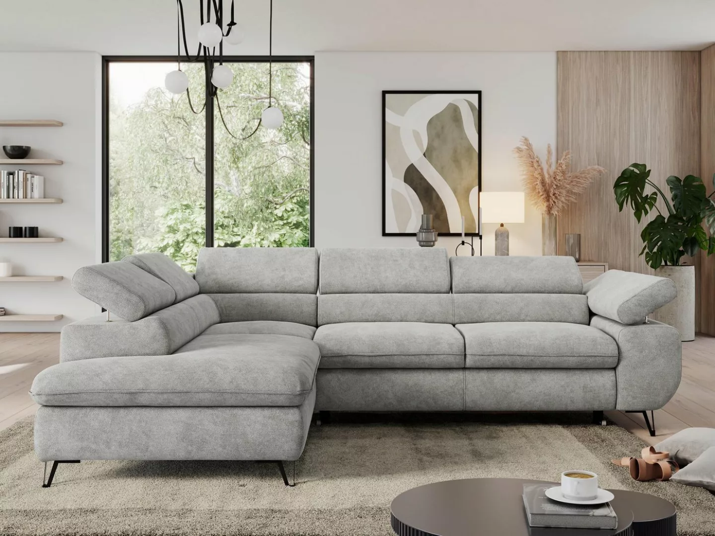 MKS MÖBEL Ecksofa PEDRO L, Set, T30-Schaum, Metallbeinen, Wellenfedern, L-f günstig online kaufen