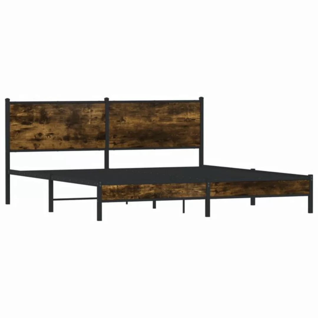 vidaXL Bett Metallbett ohne Matratze Räuchereiche 160x200 cm günstig online kaufen