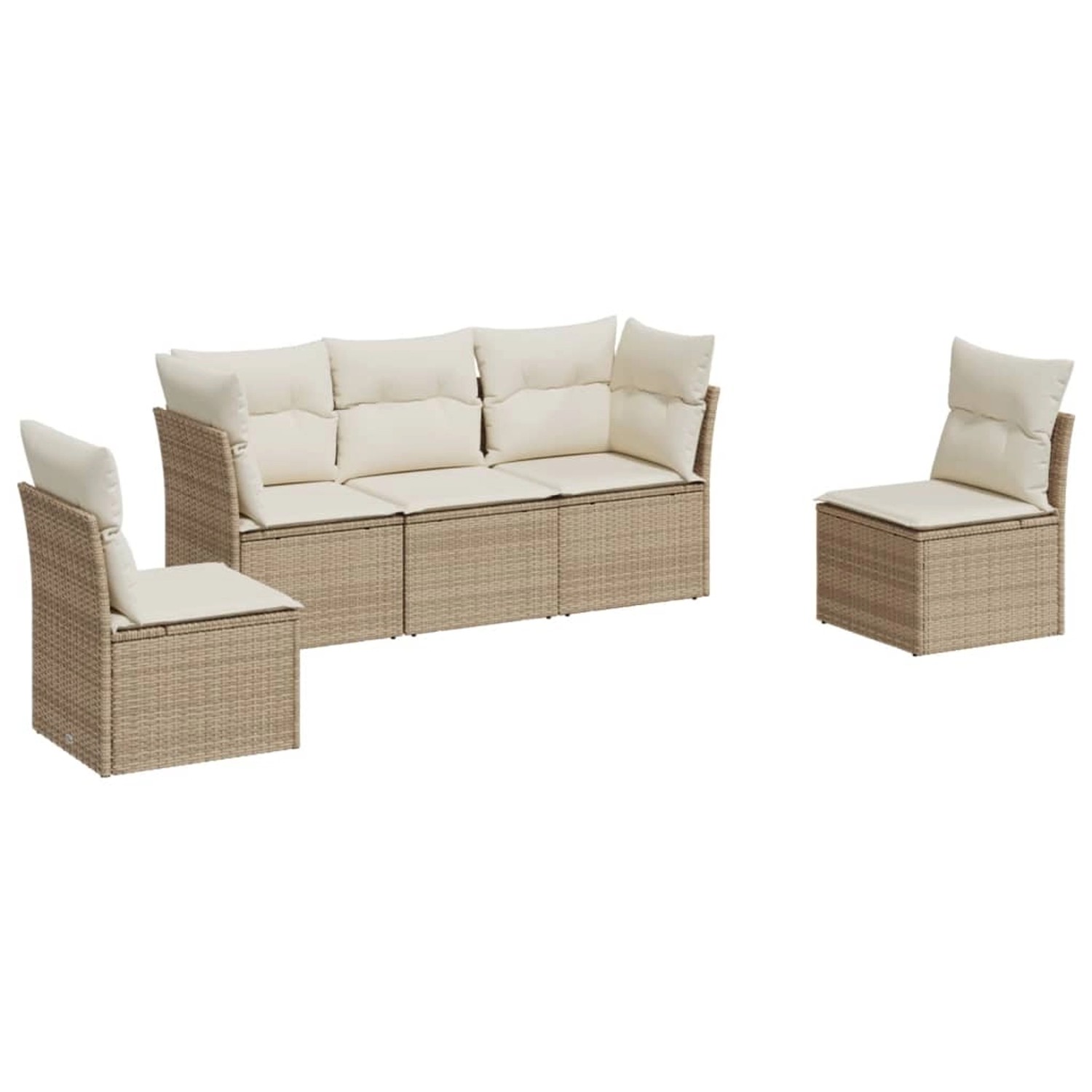 vidaXL 5-tlg Garten-Sofagarnitur mit Kissen Beige Poly Rattan Modell 67 günstig online kaufen