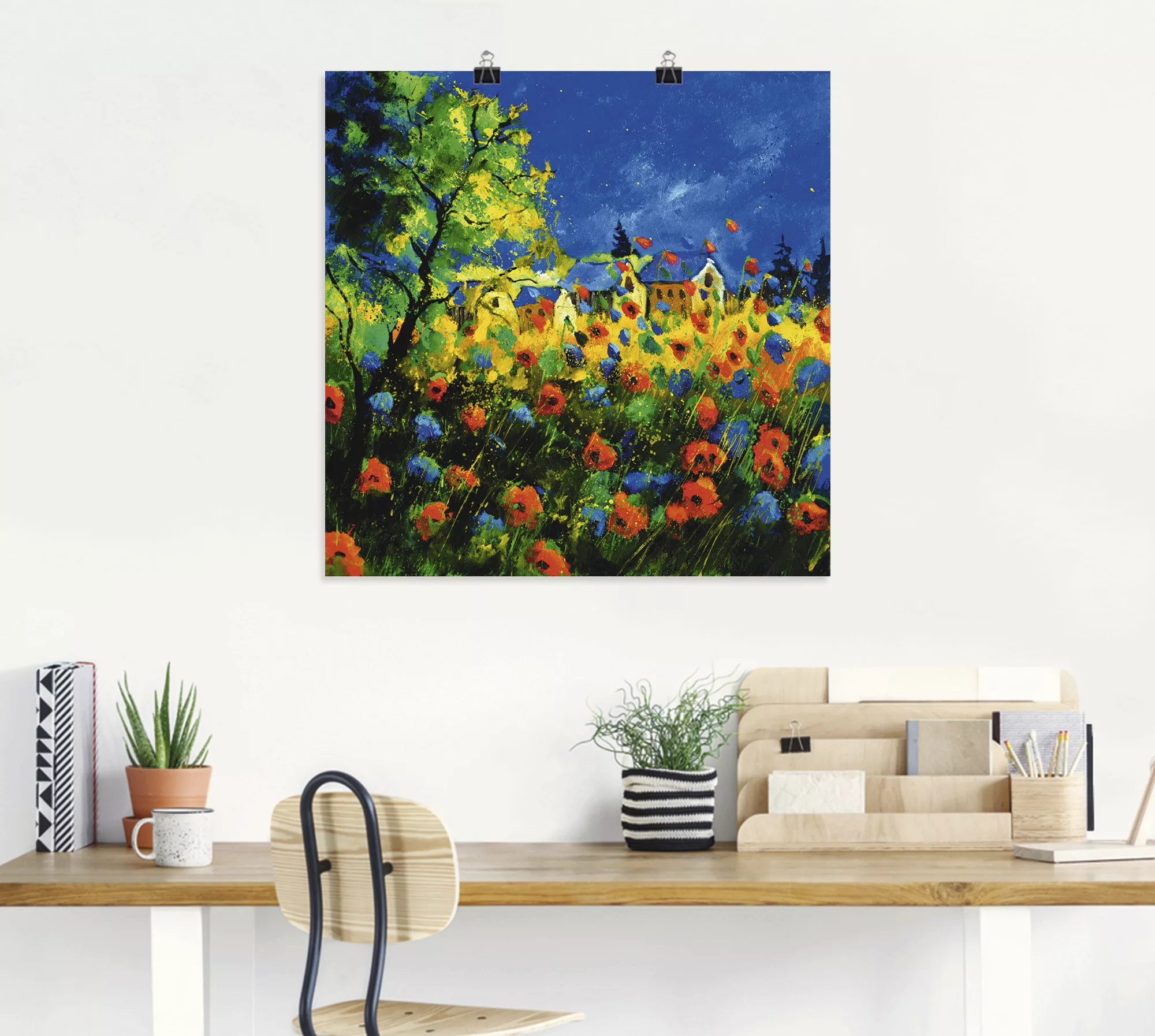 Artland Poster "Blaue und rote Mohnblumen", Blumen, (1 St.), als Alubild, L günstig online kaufen