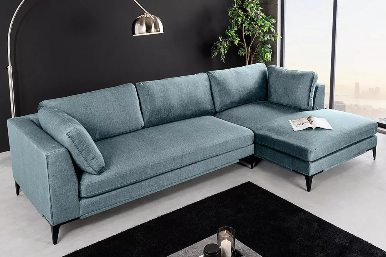 riess-ambiente Ecksofa SIGNUM 315cm petrol · XXL-Eckcouch mit Samt-Bezug & günstig online kaufen