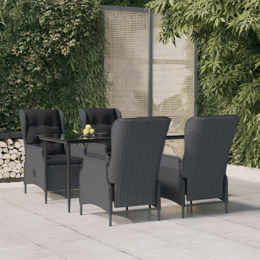 Vidaxl 5-tlg. Garten-essgruppe Dunkelgrau Poly Rattan günstig online kaufen