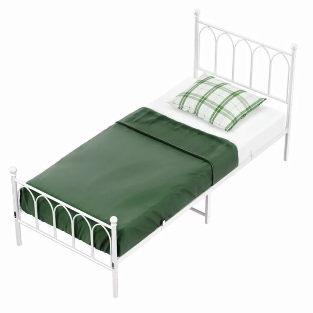 HAUSS SPLOE Metallbett 90x200cm mit Lattenrost für Schlafzimmer Weiß mit Ma günstig online kaufen