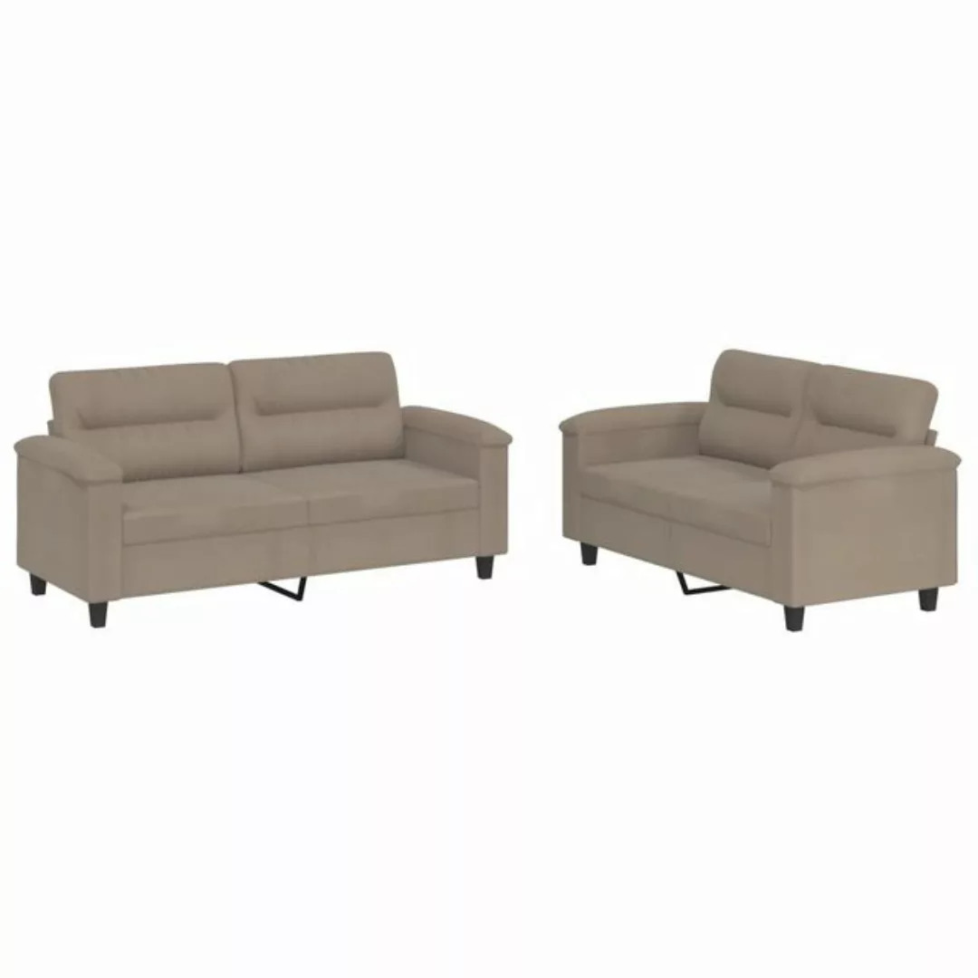 vidaXL Sofa 2-tlg. Sofagarnitur mit Kissen Taupe Mikrofasergewebe günstig online kaufen