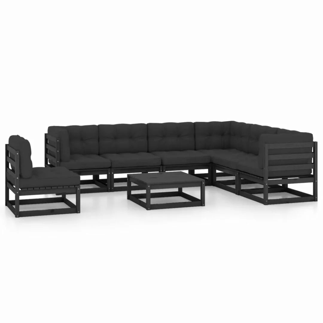 8-tlg. Garten-lounge-set Mit Kissen Schwarz Kiefer Massivholz günstig online kaufen