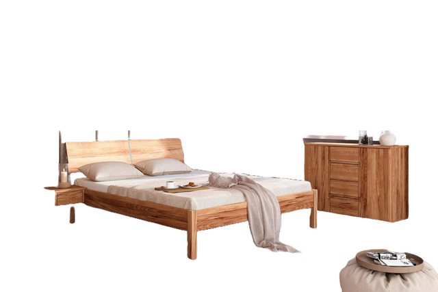 Natur24 Einzelbett Bett Bento 9 Sonderlänge 100x210 Kernbuche Holzkopfteil günstig online kaufen