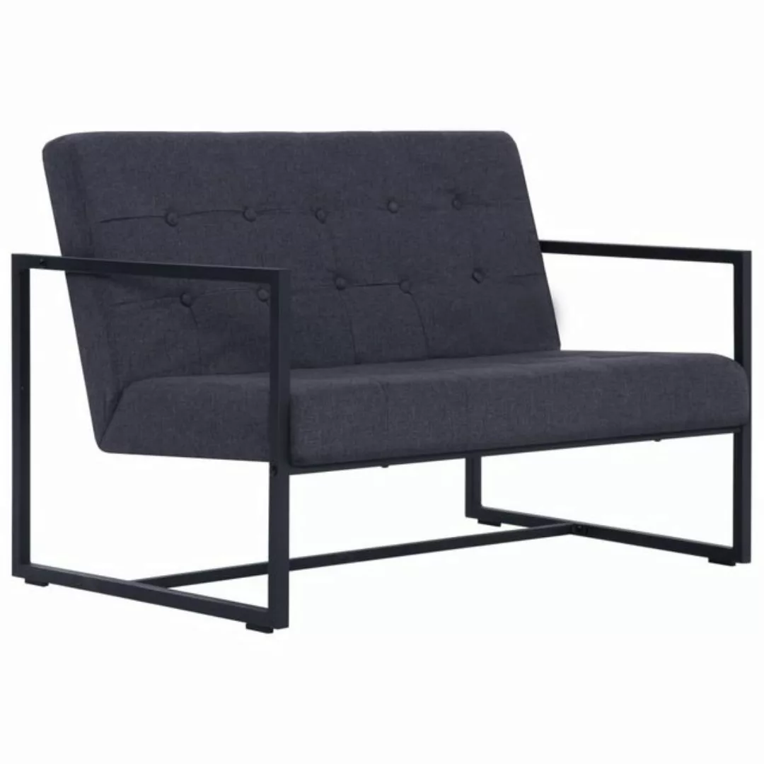 furnicato 2-Sitzer 2-Sitzer-Sofa mit Armlehnen Dunkelgrau Stahl und Stoff günstig online kaufen