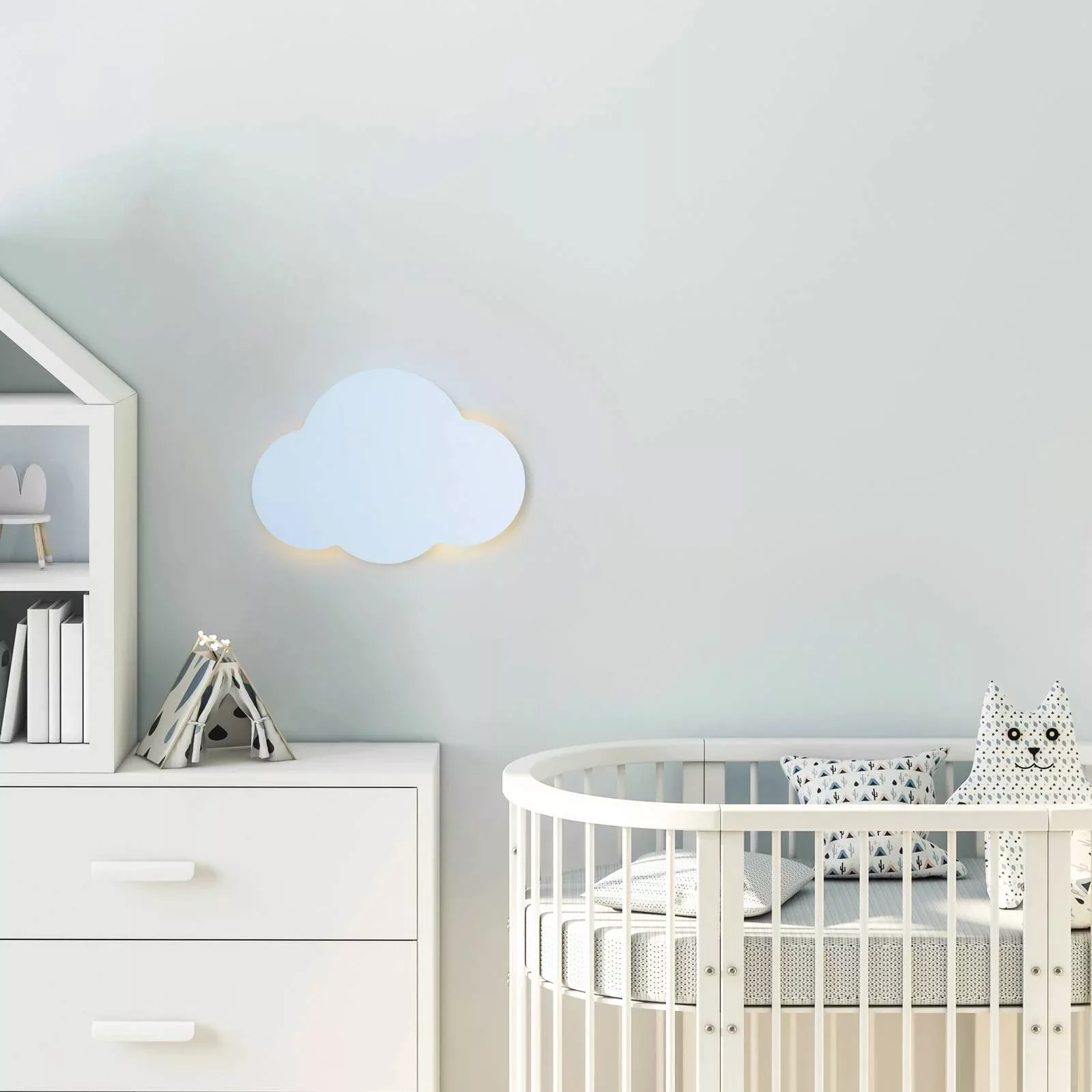 Wandlampe Cloud, blau, Stahl, indirektes Licht, 38 x 27 cm günstig online kaufen