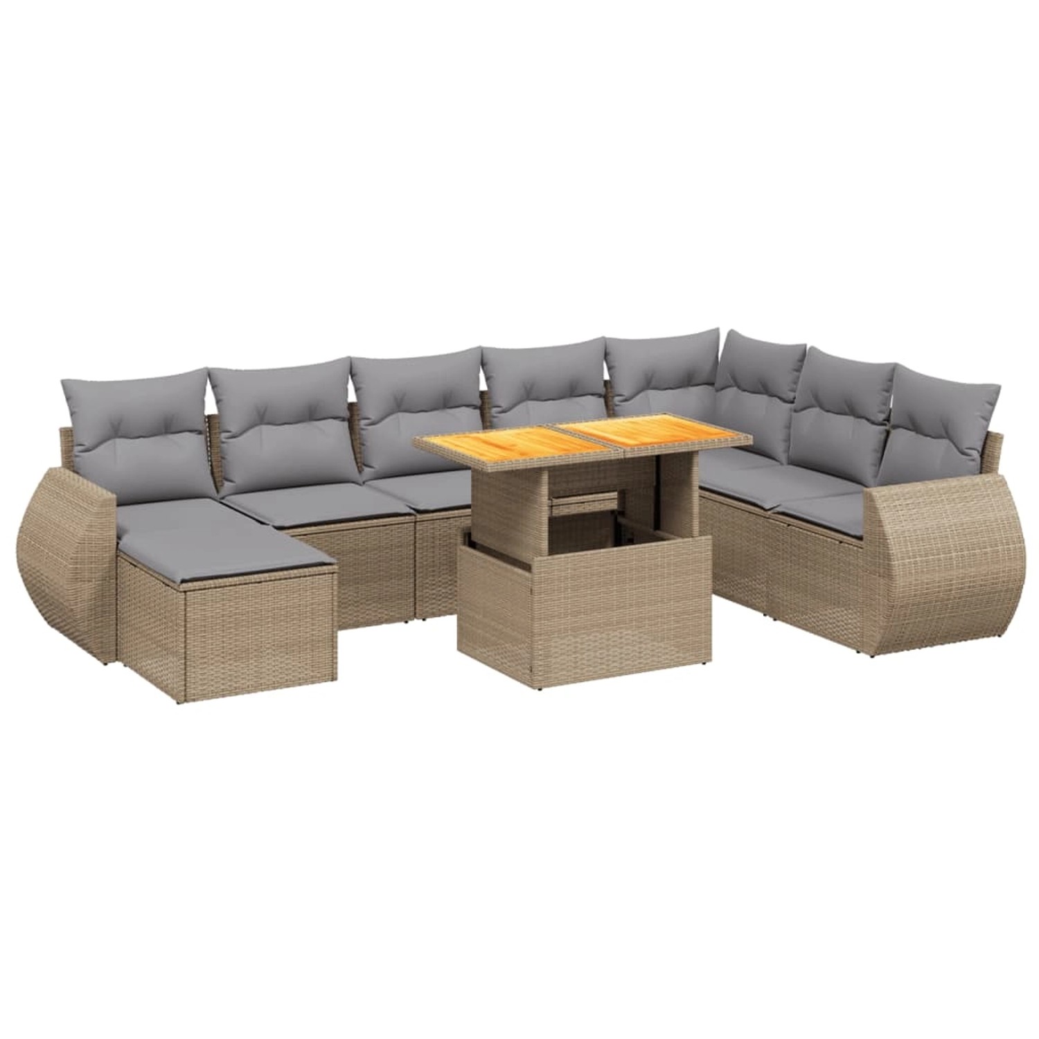 vidaXL 9-tlg Garten-Sofagarnitur mit Kissen Beige Poly Rattan Modell 234 günstig online kaufen