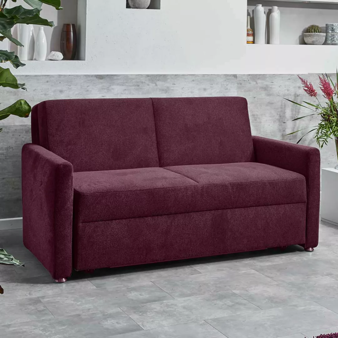 Doppelschlafsofa modern in Dunkellila 165 cm breit günstig online kaufen