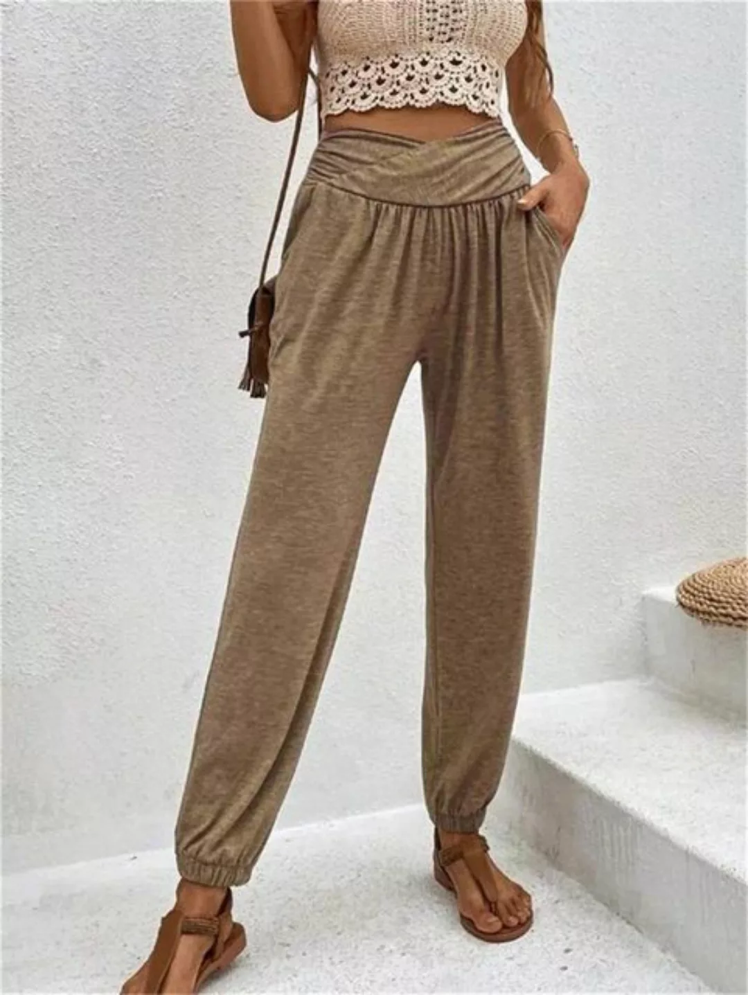 RUZU UG Loungehose Lässige Damenhose mit lockerer Seitentasche und hoher Ta günstig online kaufen