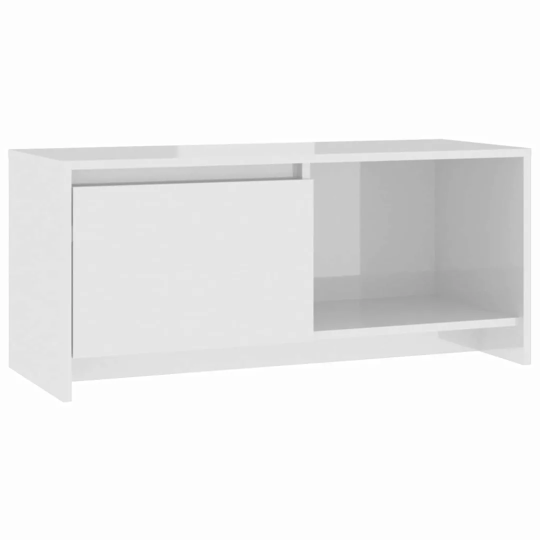 Tv-schrank Hochglanz-weiß 90x35x40 Cm Spanplatte günstig online kaufen