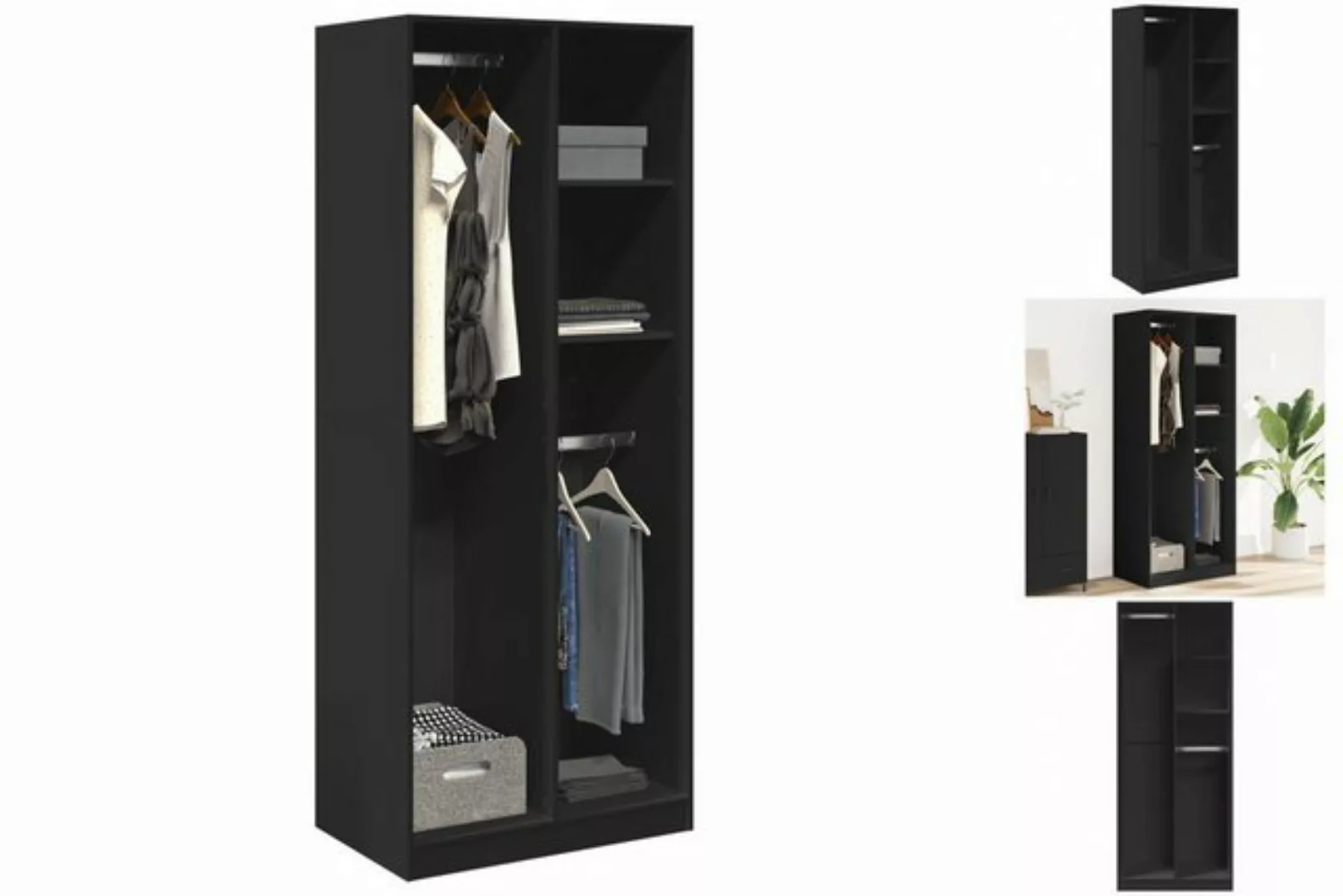 vidaXL Kleiderschrank Kleiderschrank Schwarz 80x50x200 cm Holzwerkstoff günstig online kaufen