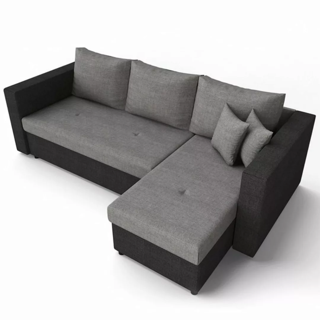 VitaliSpa® Ecksofa, Schwarz/Grau, 224 x 144 cm, mit Schlaffunktion günstig online kaufen