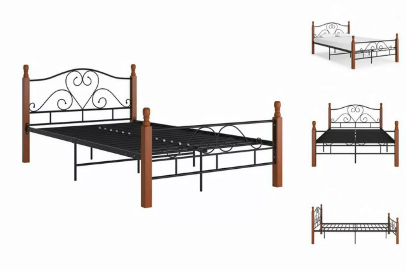 vidaXL Bettgestell Bettgestell Schwarz Metall 120x200 cm Bett Bettrahmen Be günstig online kaufen