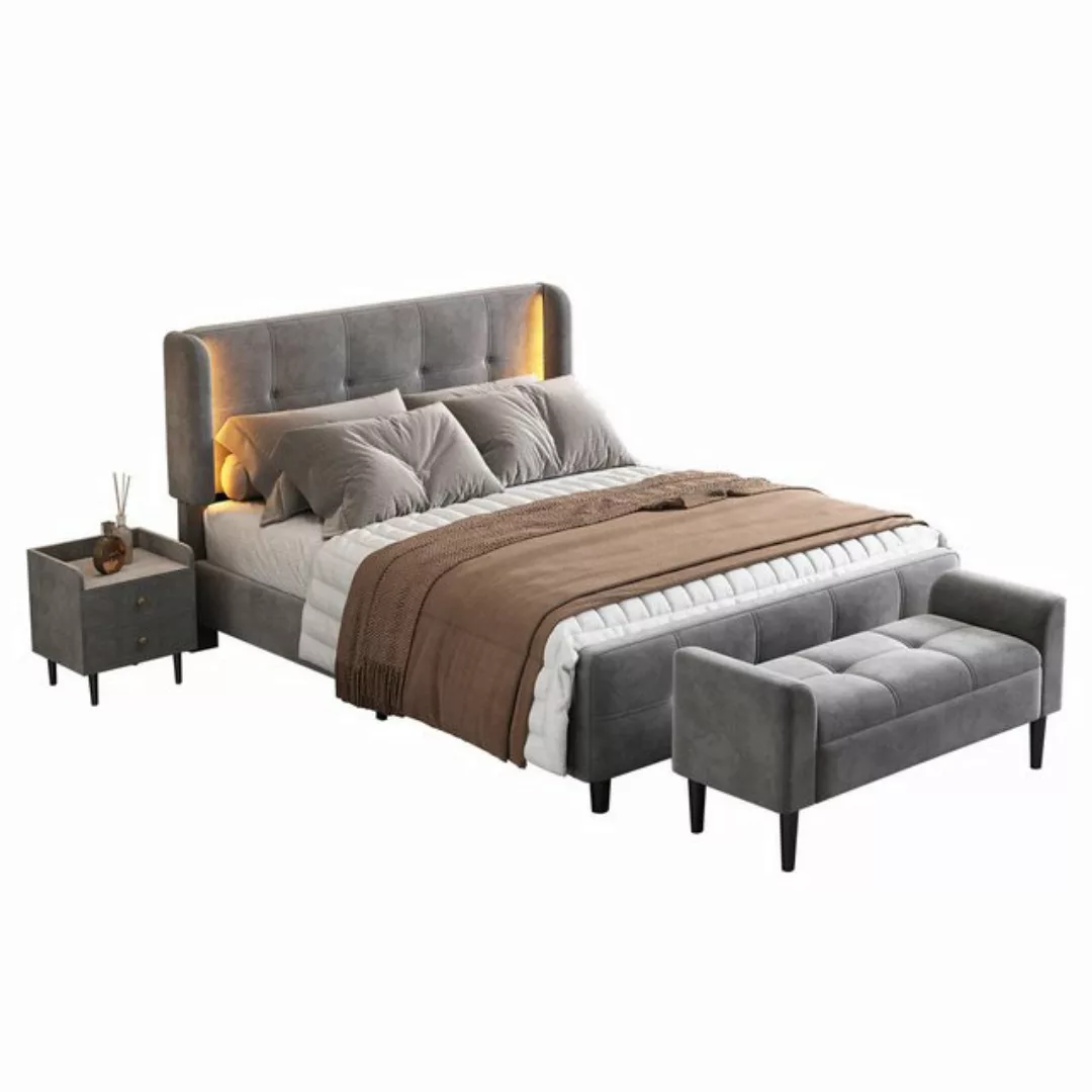 MODFU Polsterbett Funktionsbett Doppelbett Gästebett, Schlafzimmer-Set (Dop günstig online kaufen