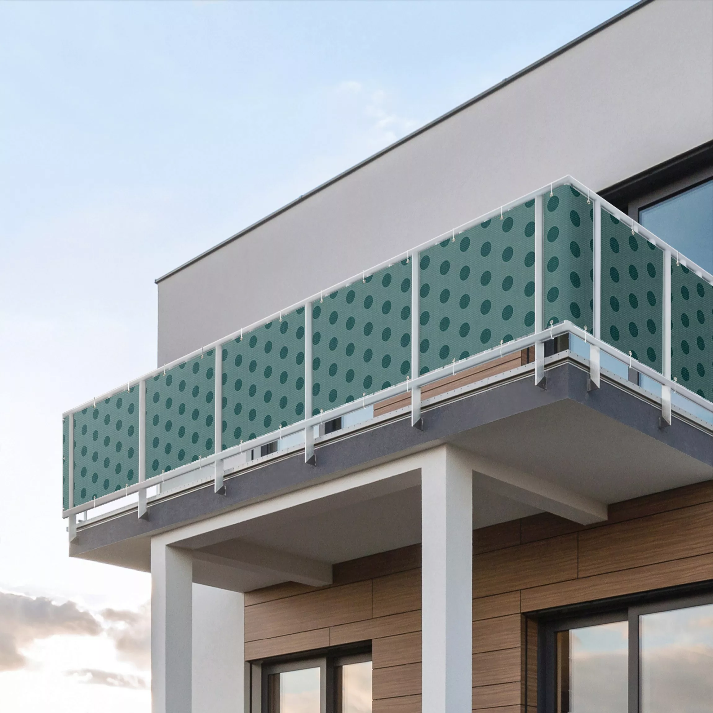 Balkon Sichtschutz Punkte in Dunkler Jade günstig online kaufen