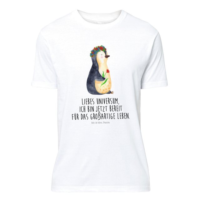 Mr. & Mrs. Panda T-Shirt Pinguin Blumenkranz - Weiß - Geschenk, Liebeskumme günstig online kaufen