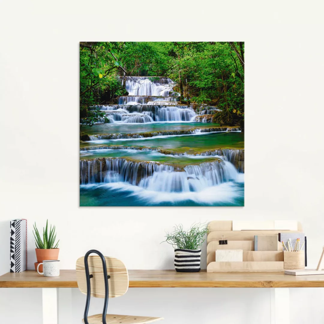 Artland Glasbild "Tiefen Wald Wasserfall", Gewässer, (1 St.), in verschiede günstig online kaufen