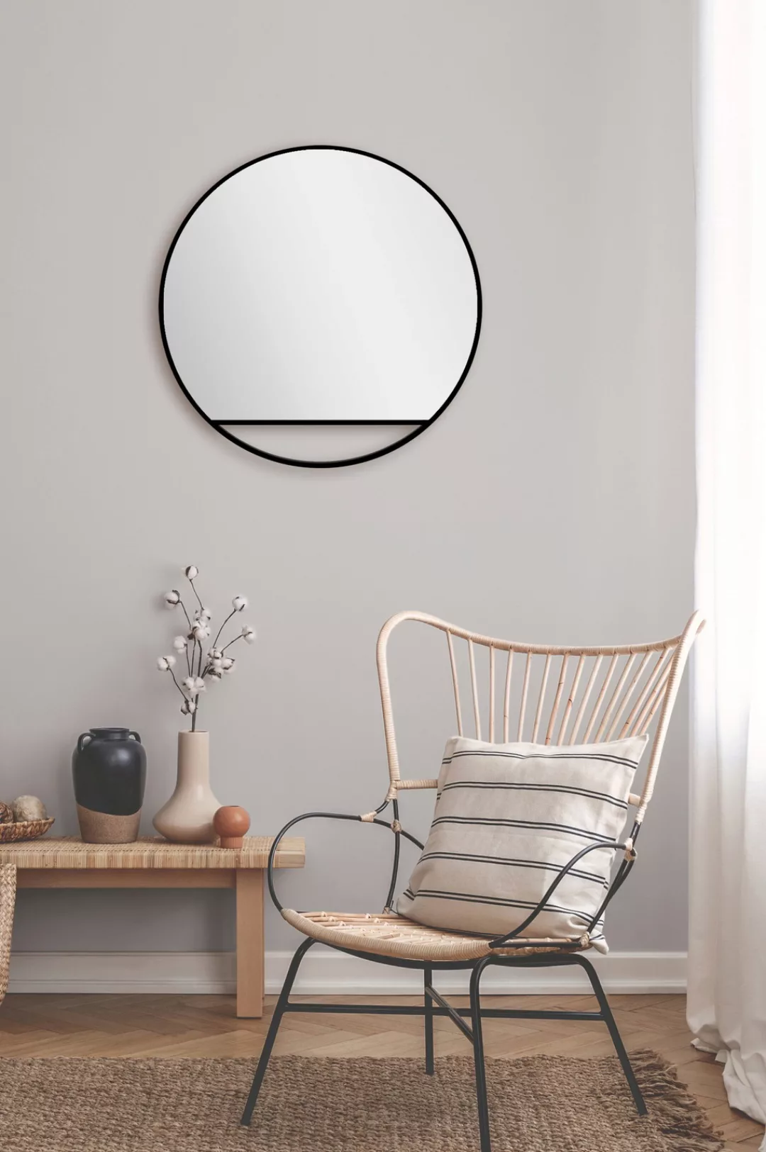 Talos Wandspiegel, dekorativer runder Spiegel mit Aluminiumrahmen, Ø 60 cm günstig online kaufen
