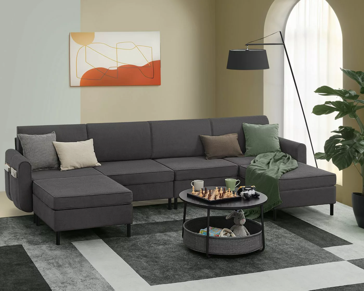 VASAGLE Wohnlandschaft, 6 Teile, Modulares Sofa, 6-Sitzer, Schlafsofa, U-fö günstig online kaufen