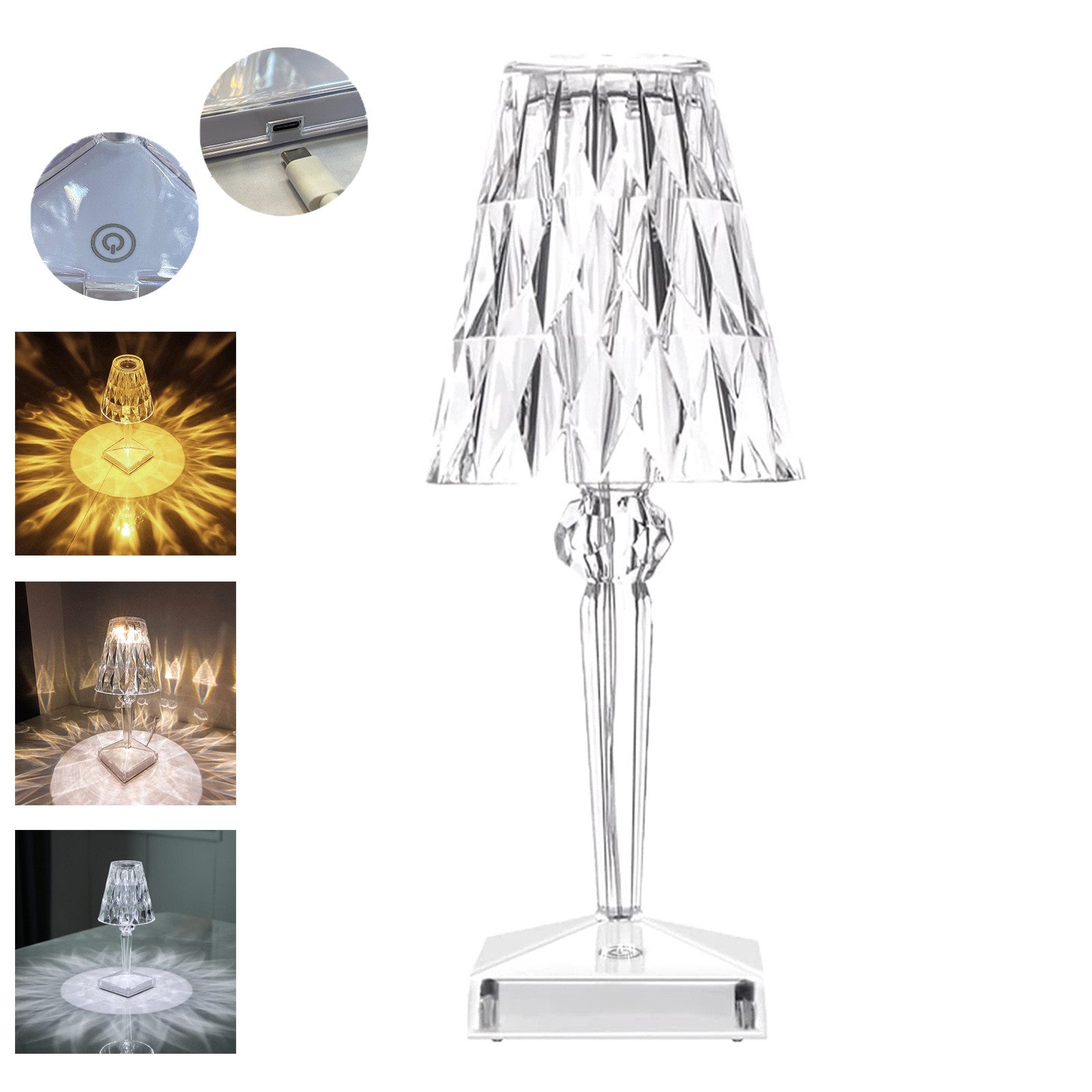 MUPOO LED Nachtlicht Nachttischlampe Dimmbar Kristall,Touch-Dimmen, günstig online kaufen
