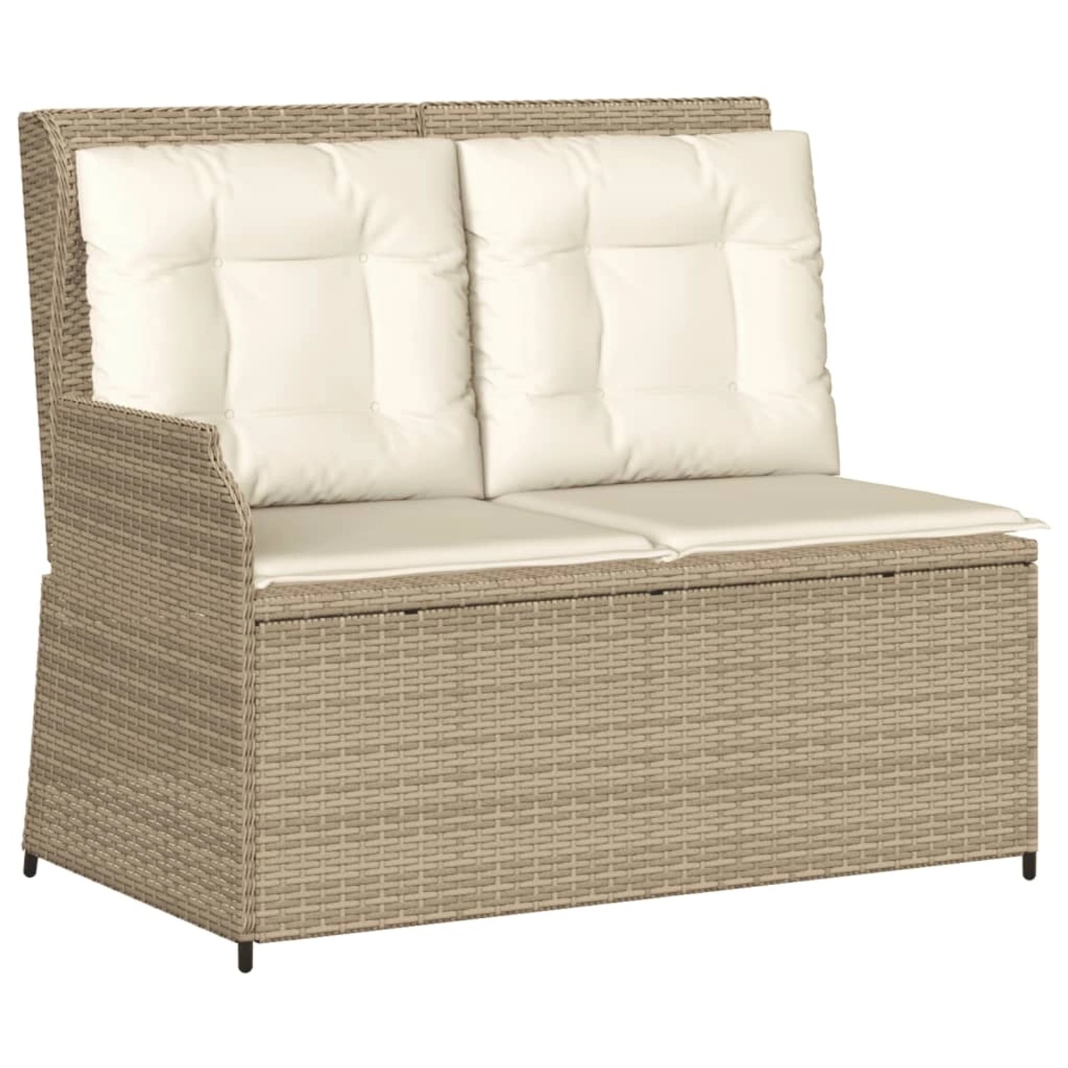 furnicato Gartenbank Verstellbar mit Kissen Beige Poly Rattan günstig online kaufen