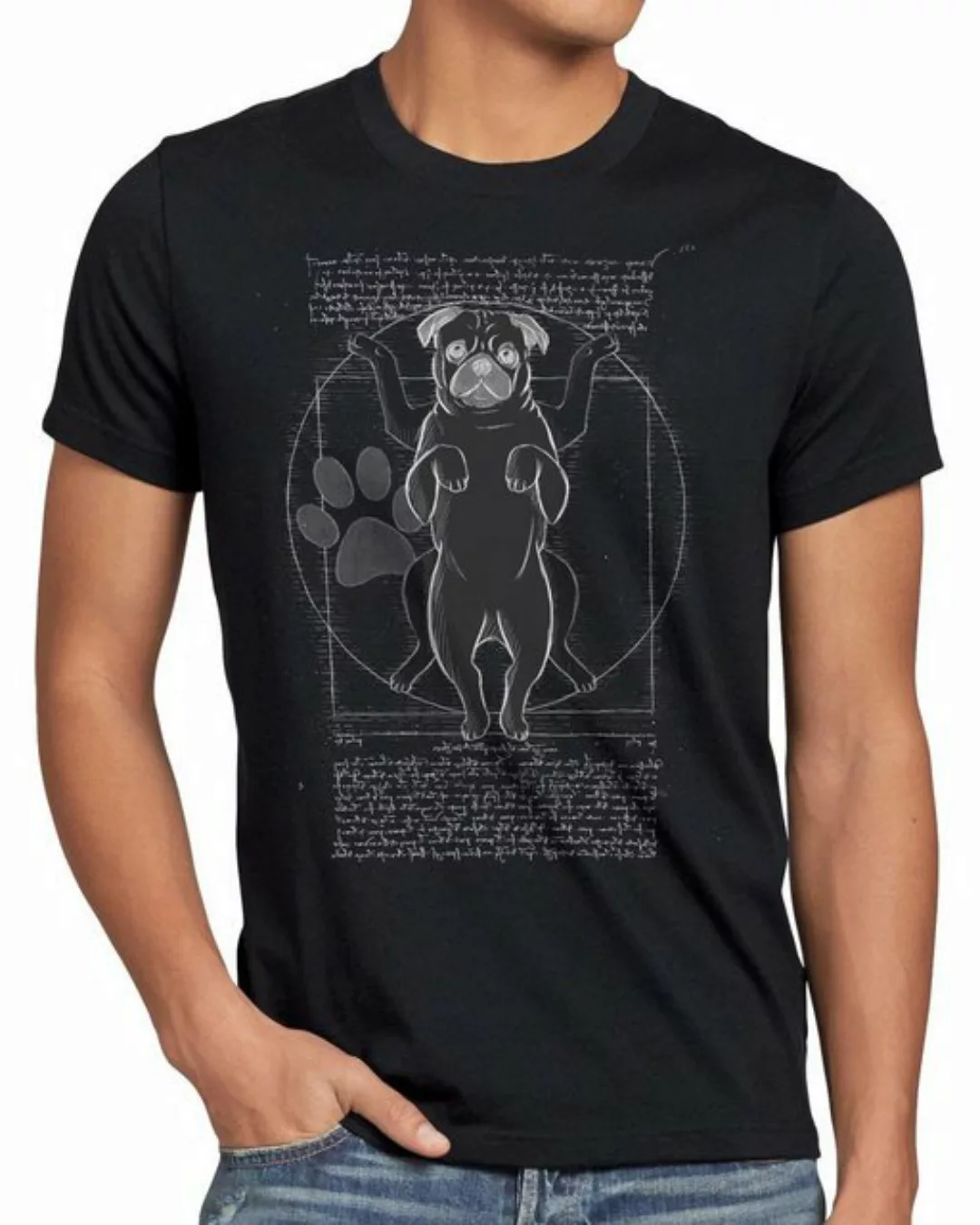 style3 Print-Shirt Herren T-Shirt Vitruvianischer Mops hund da vinci günstig online kaufen
