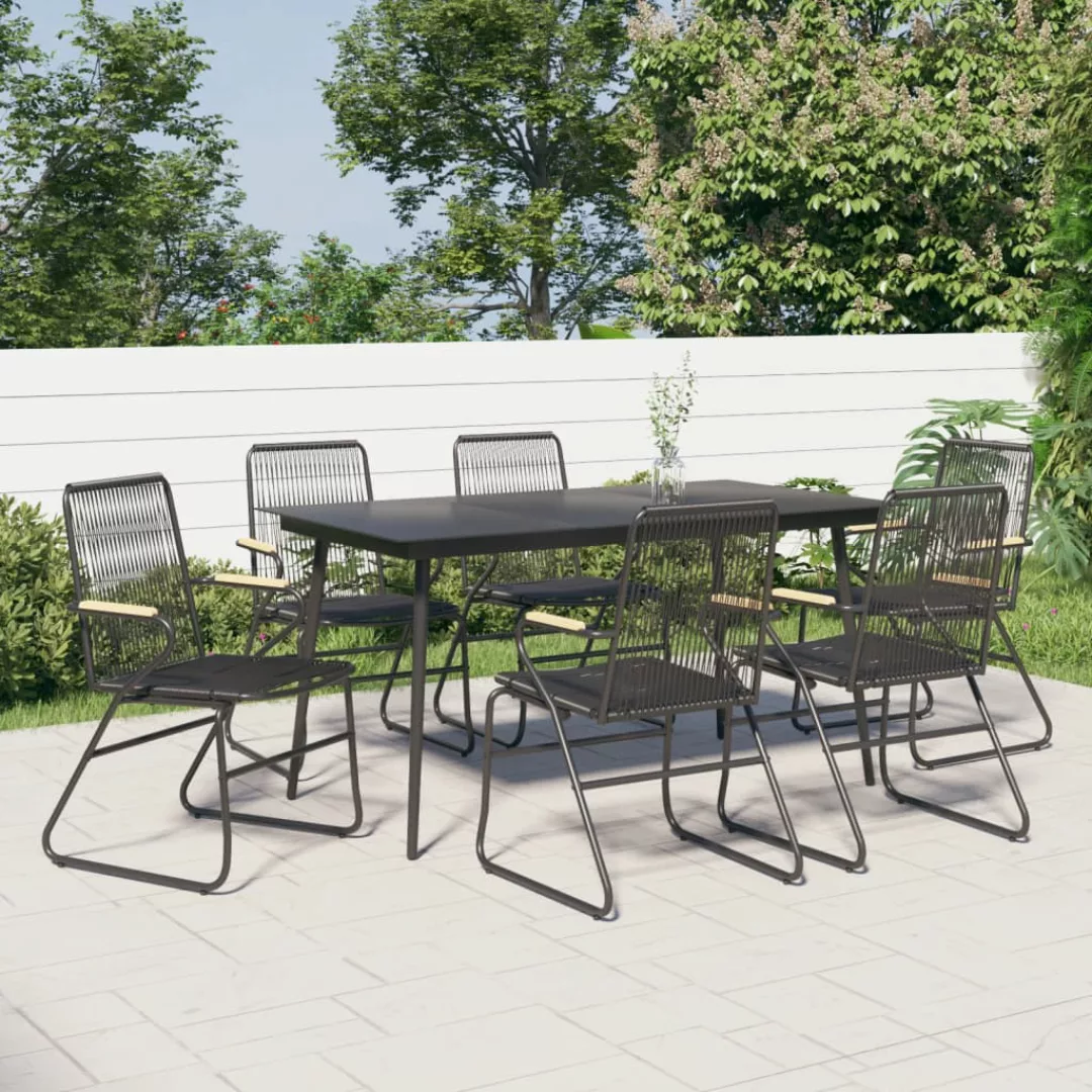 Vidaxl 7-tlg. Garten-essgruppe Schwarz Pvc-rattan günstig online kaufen