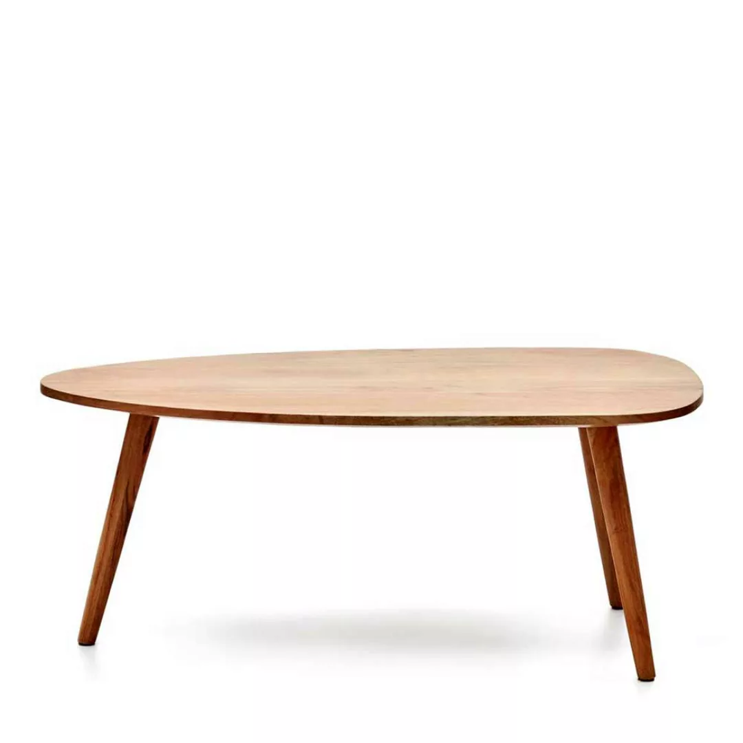 Retrostil Sofa Tisch aus Akazie Massivholz Tischplatte in Wankelform günstig online kaufen