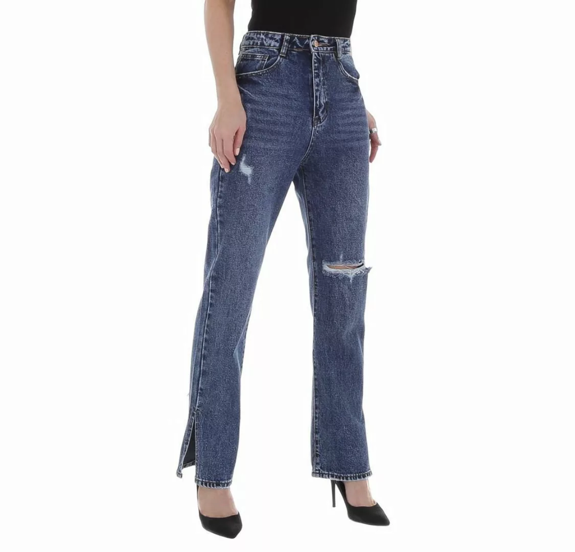 Ital-Design Weite Jeans Damen Freizeit Destroyed-Look High Waist Jeans in B günstig online kaufen