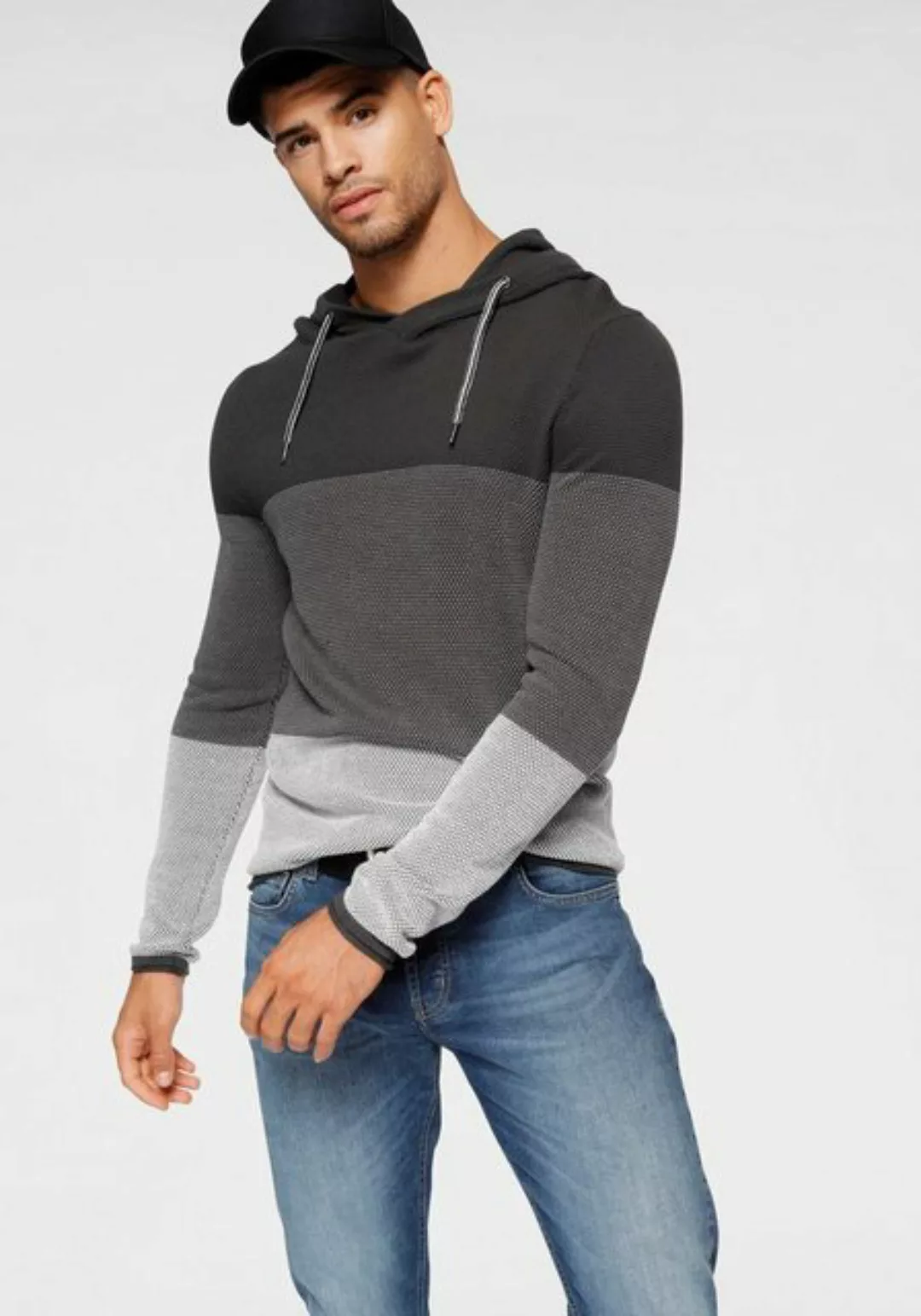 Bruno Banani Kapuzenpullover, im trendigen Waffel-Look günstig online kaufen