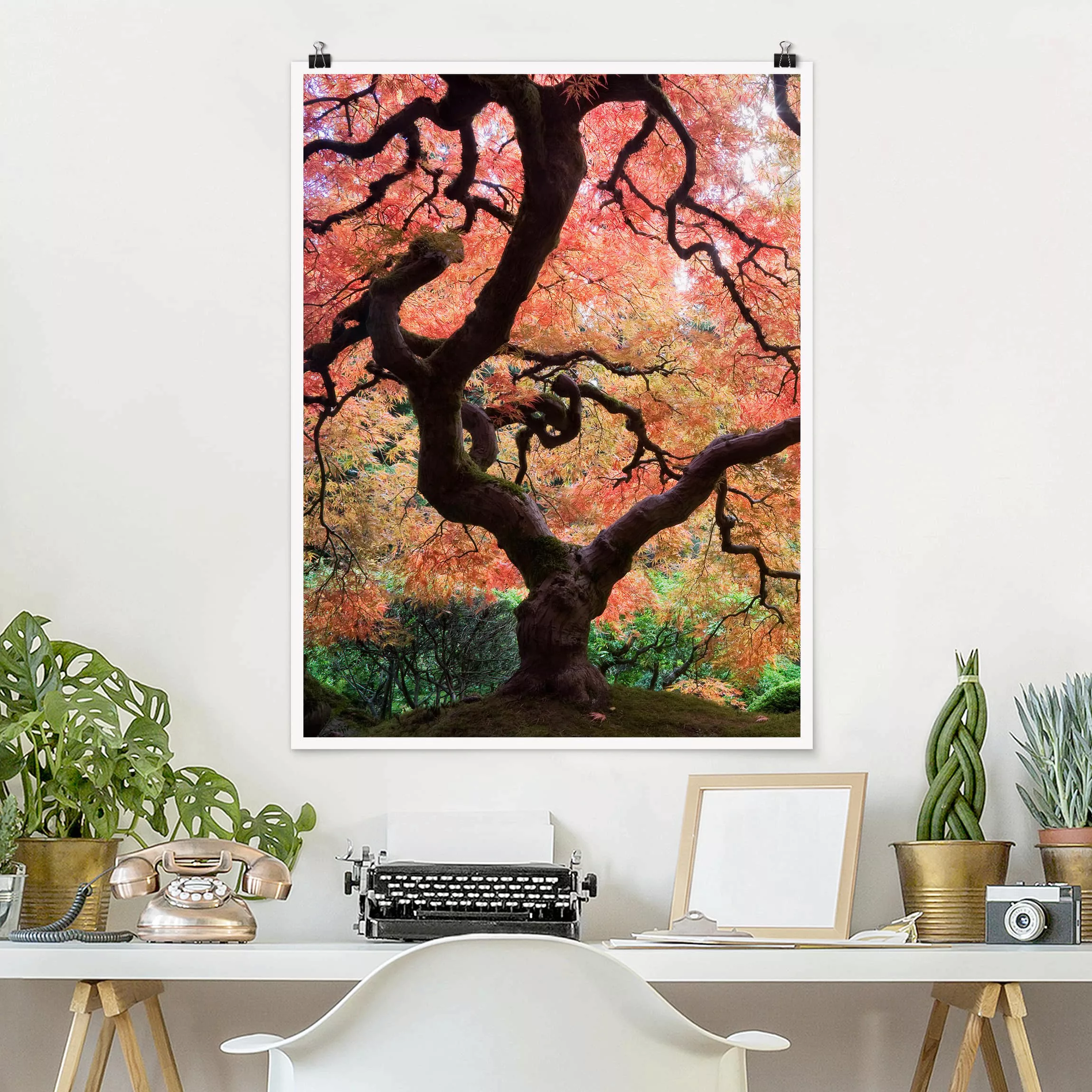 Poster Wald - Hochformat Japanischer Garten günstig online kaufen