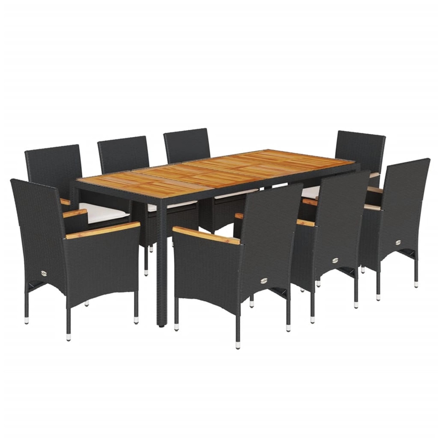 vidaXL 9-Tlg Garten-Essgruppe mit Kissen Schwarz Poly Rattan Akazie 3278632 günstig online kaufen