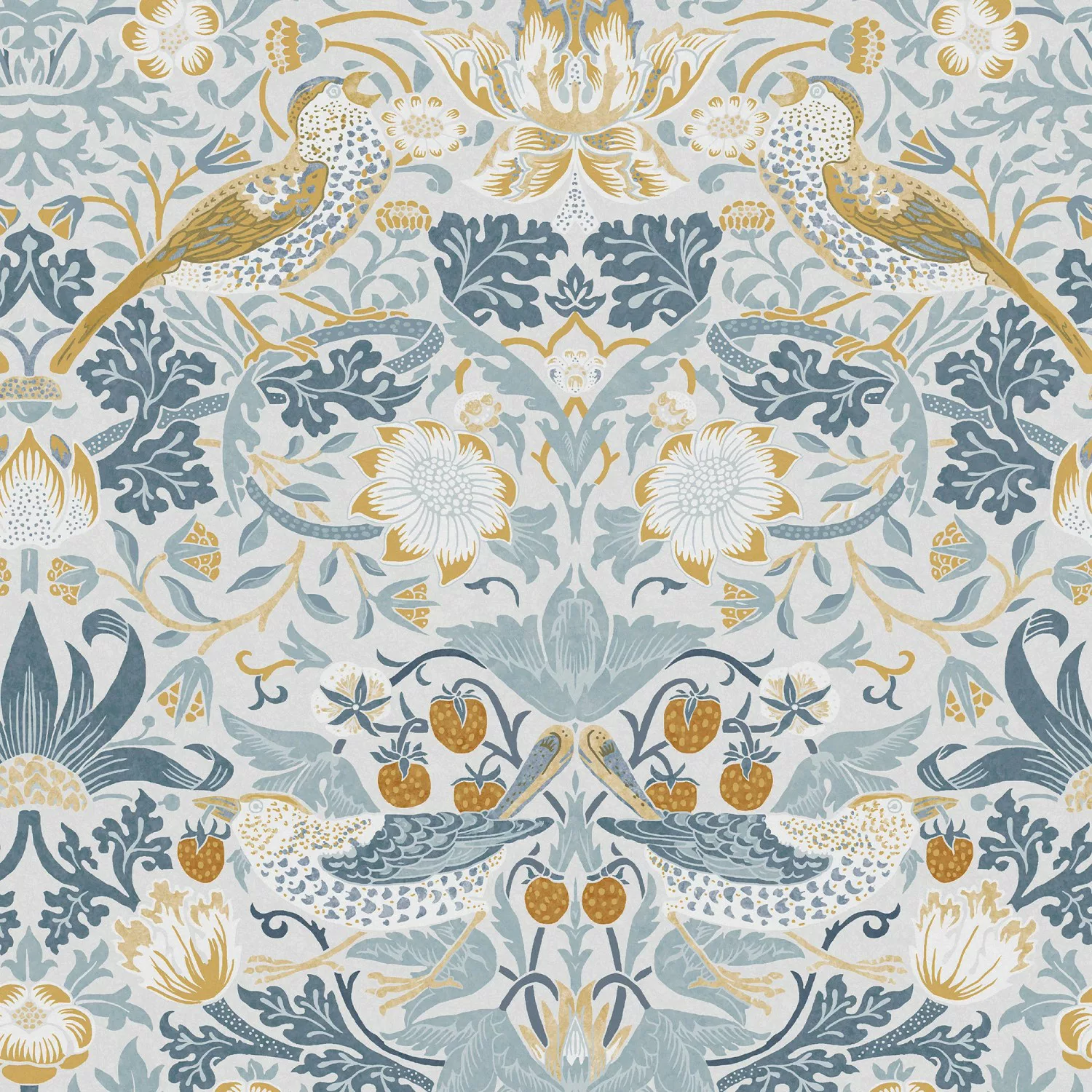 William Morris at Home Vliestapete Strawberry Thief Soft 10 m x 52 cm Blau günstig online kaufen