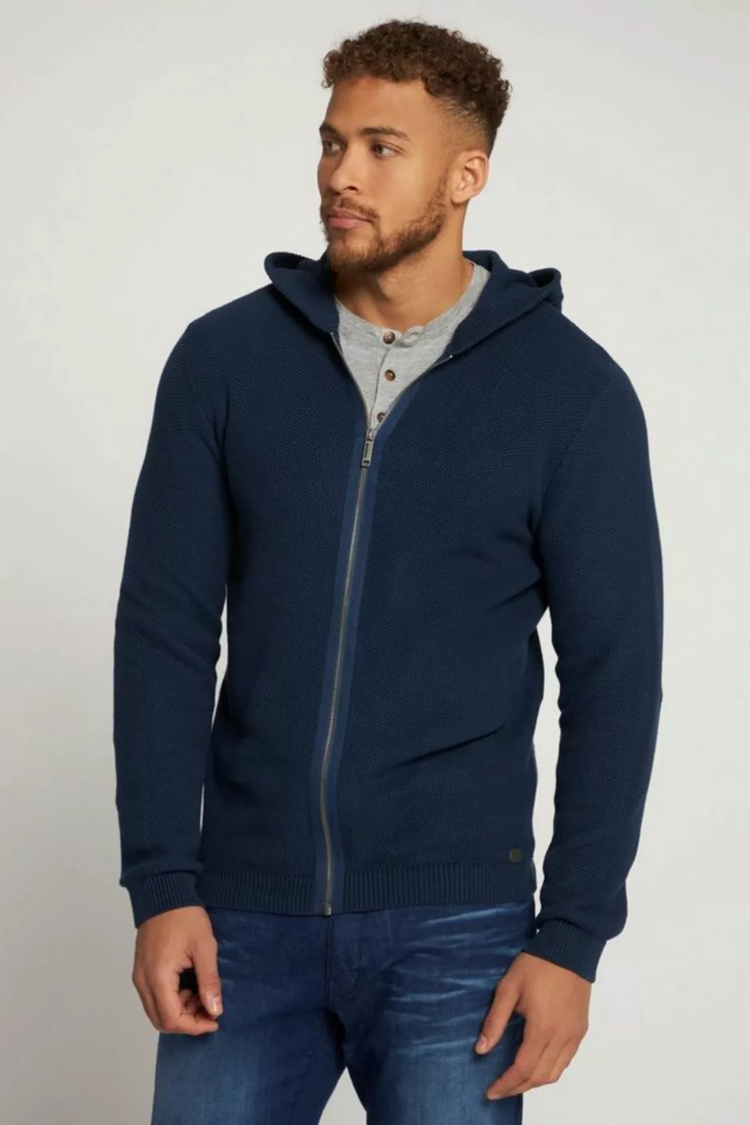 JP1880 Poloshirt Strickjacke Kapuze Strickmuster Zipper günstig online kaufen