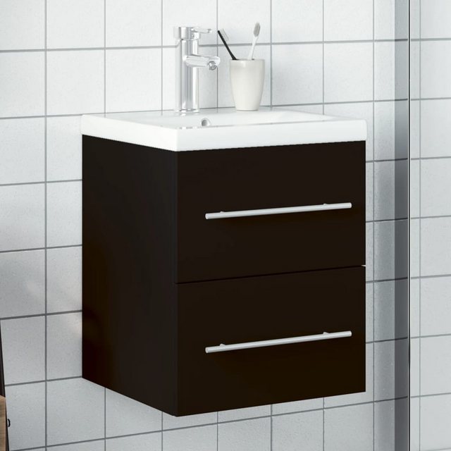 vidaXL Badezimmerspiegelschrank Waschbeckenunterschrank mit Einbaubecken Sc günstig online kaufen