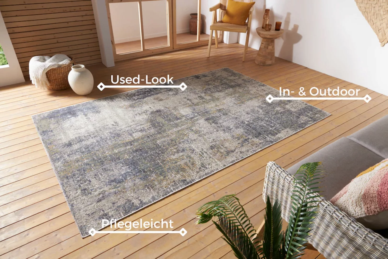 NORTHRUGS Teppich »Gizeh«, rechteckig, 3 mm Höhe, In-& Outdoor, Läufer, Wet günstig online kaufen