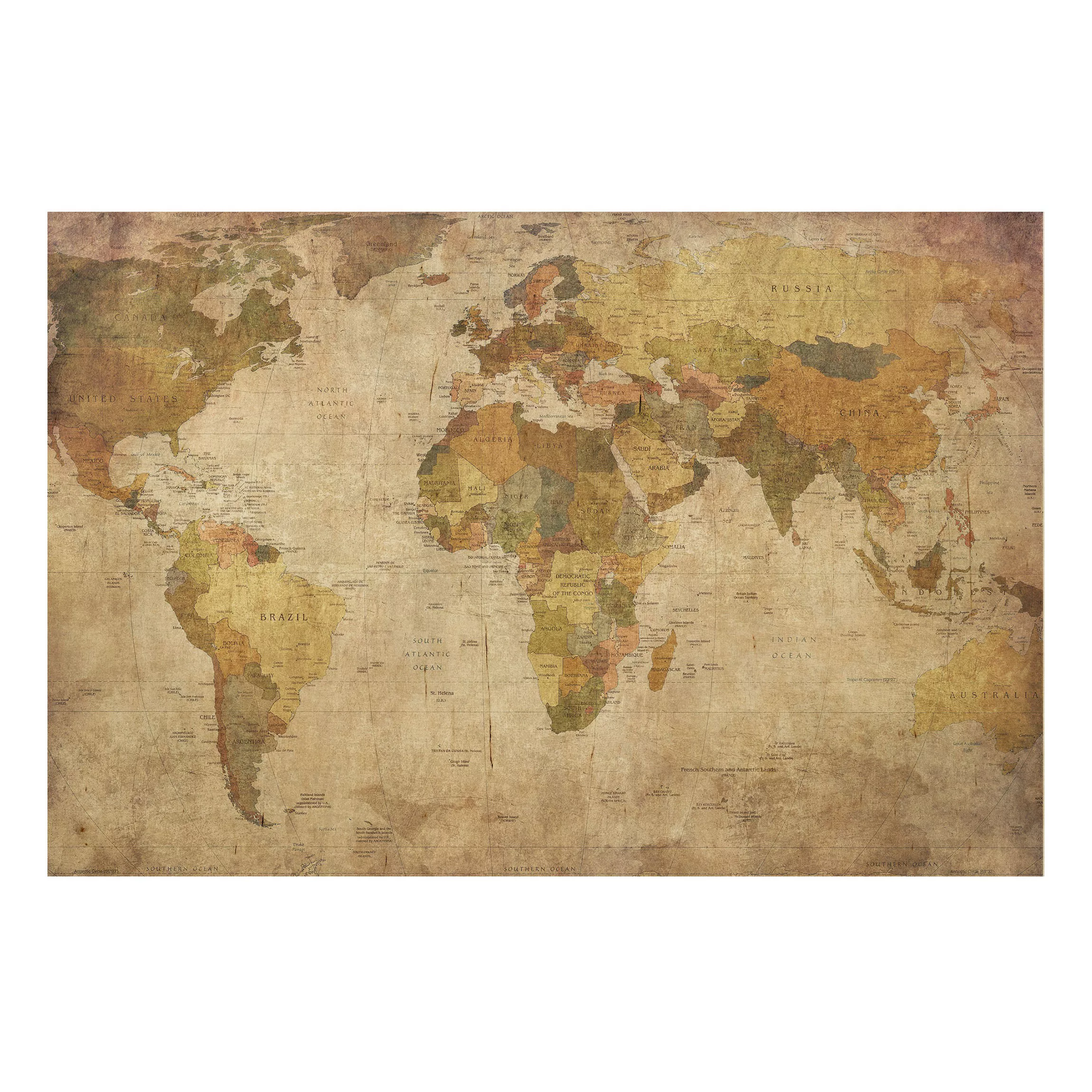 Holzbild Weltkarte - Querformat 3:2 Weltkarte günstig online kaufen