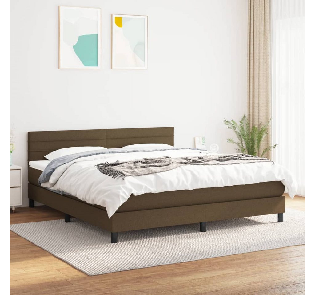 vidaXL Boxspringbett Boxspringbett mit Matratze Dunkelbraun 160x200 cm Stof günstig online kaufen